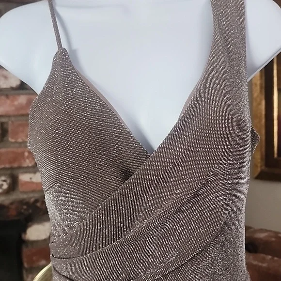 Betsy & Adam Metallic Purple Sleeveless Cocktail Midi Dress - Picture 6 of 13